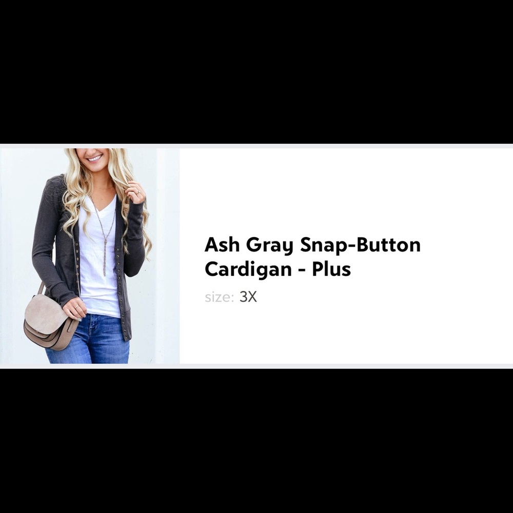 Ash Gray snap-button cardigan. Never worn!